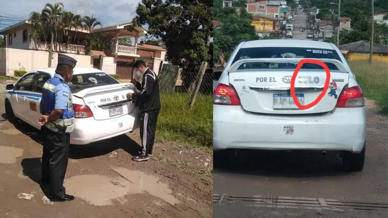Policía hondureño obligó a taxista a borrar frase obscena escrita en su vehículo