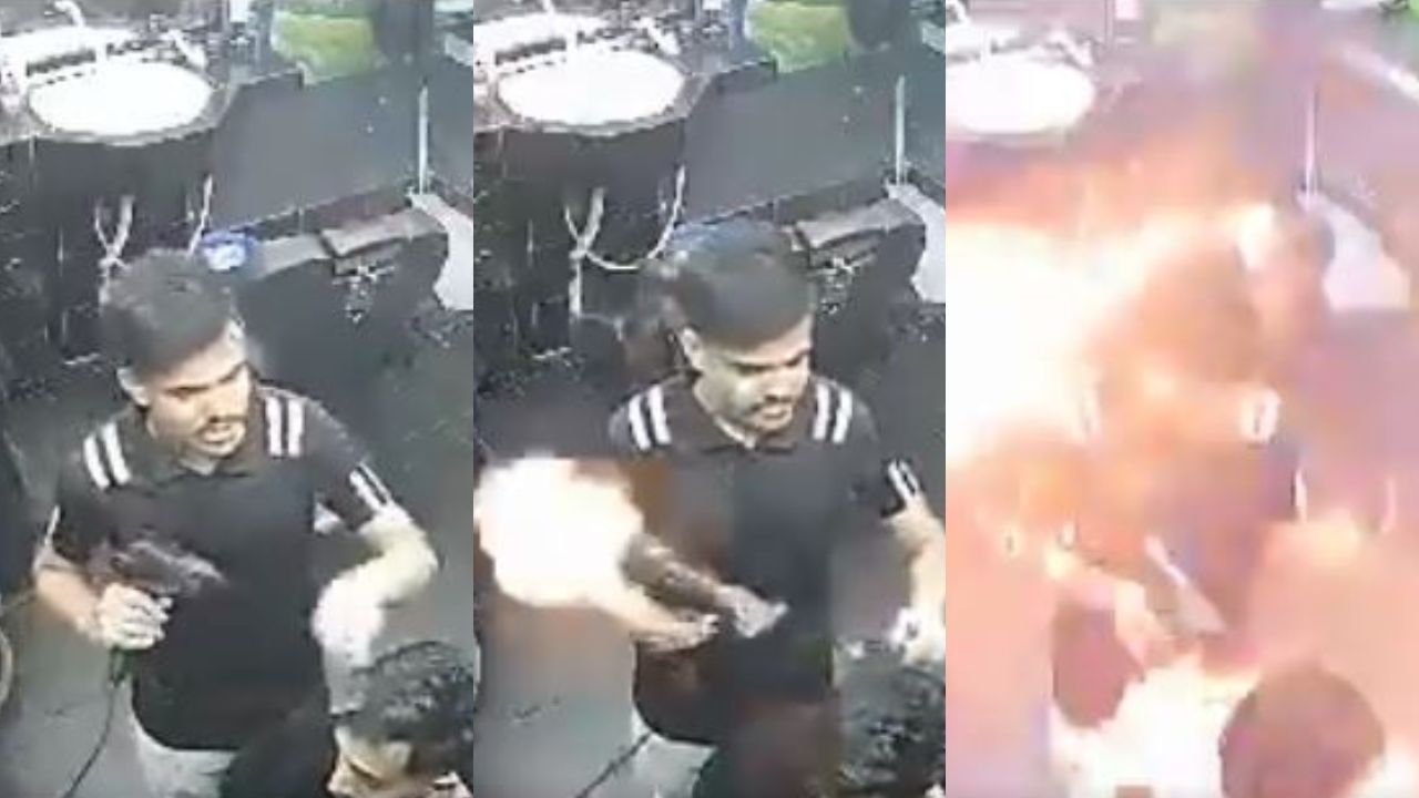 Impactante vídeo: Secador de pelo explotó en la cabeza de cliente en una barbería