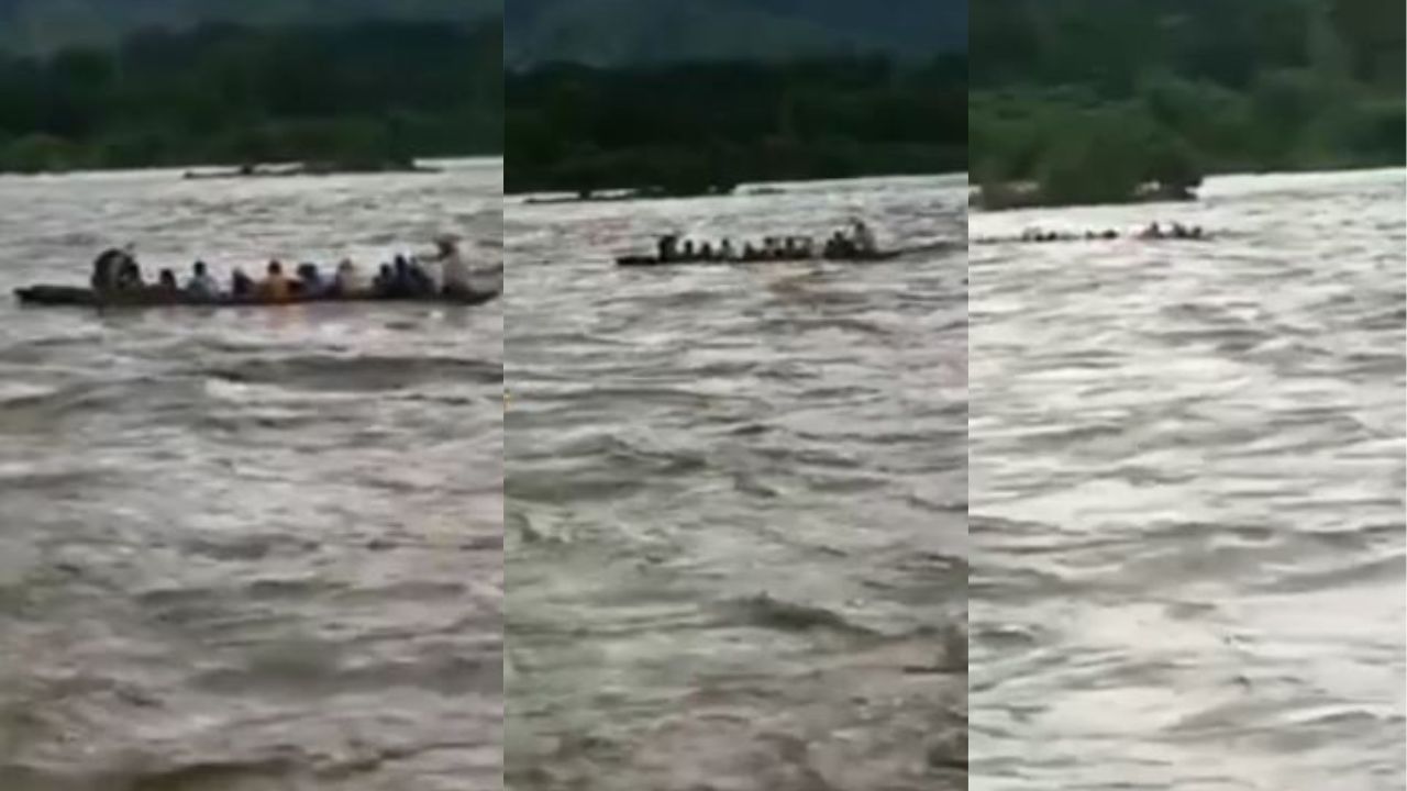 Imagen de Video capta momento cuando canoa con 10 migrantes se hunde en río Guayambre en el oriente de Honduras