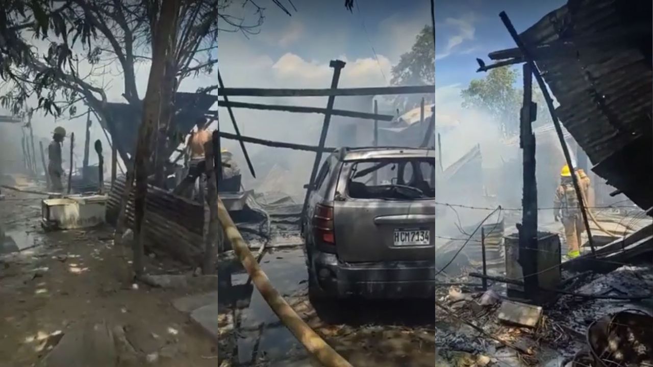 Vídeo: Un vehículo y 4 viviendas fueron alcanzados por las llamas en voraz incendio en Choloma