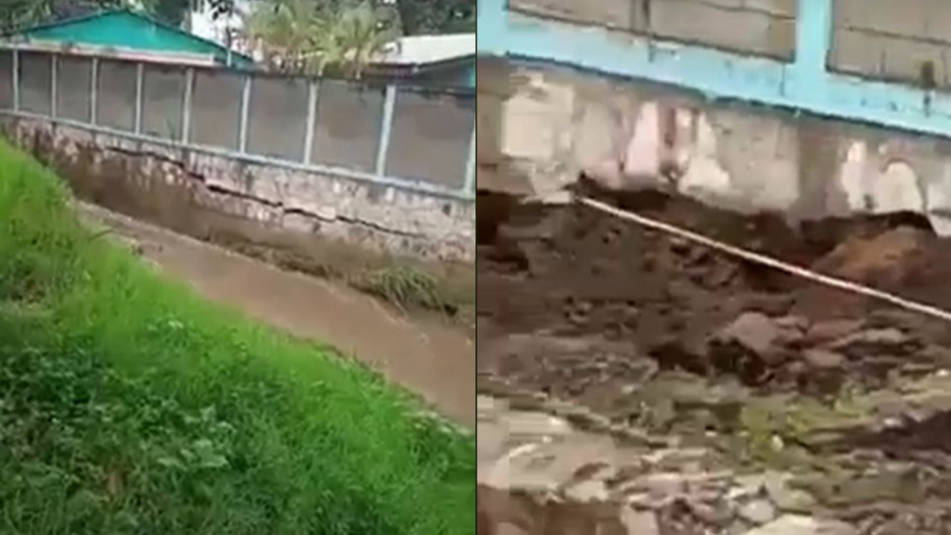 Video: así fue el momento en que muro de una escuela en Danlí cede por las lluvias