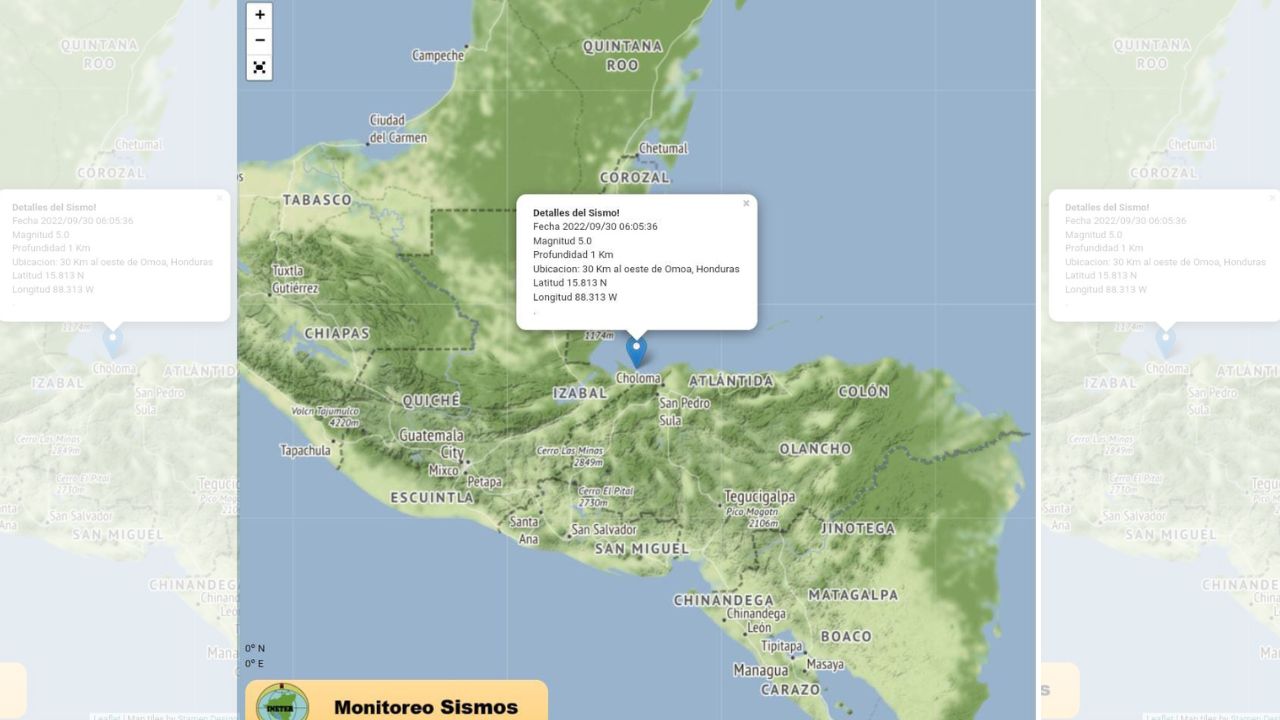Sismo de 4.9 grados sacude el norte de Honduras