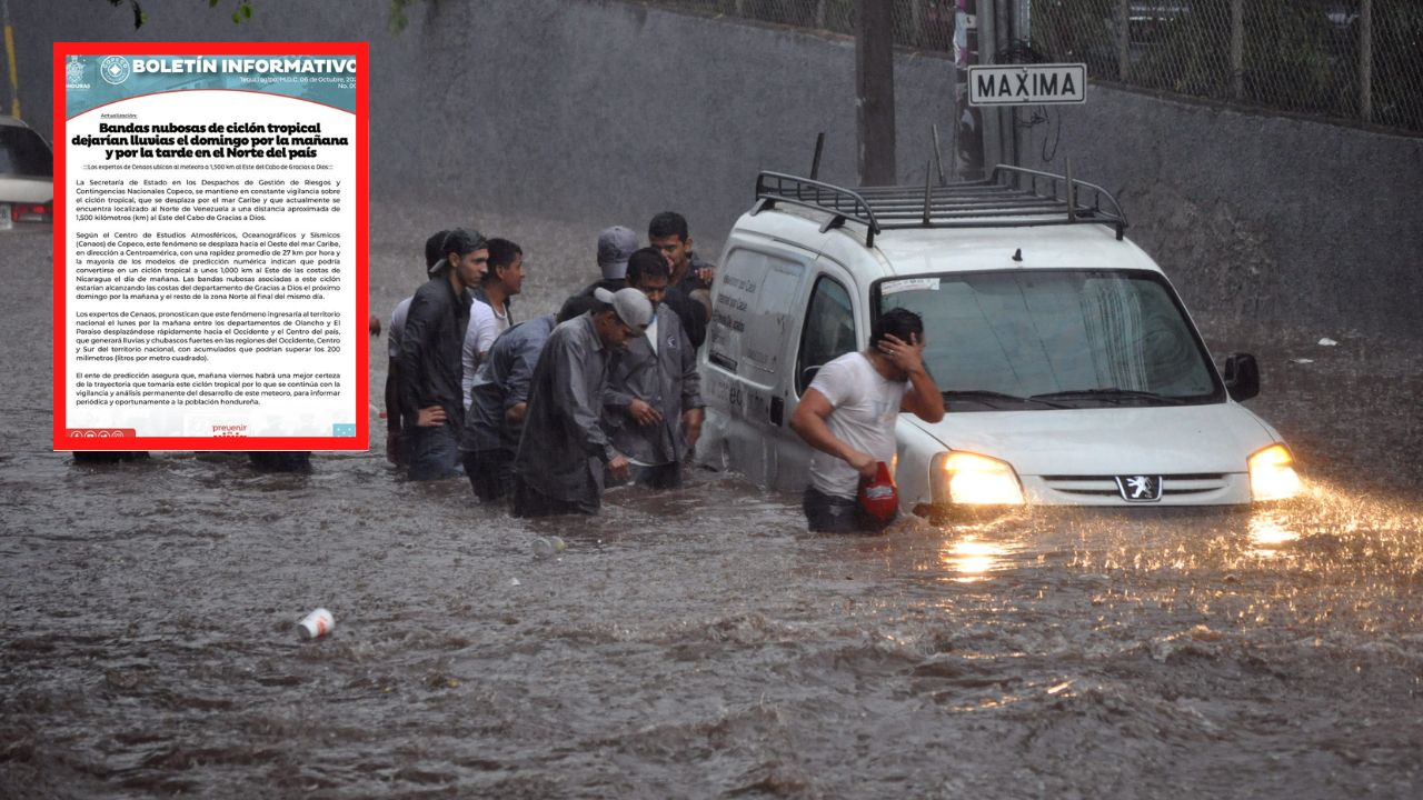Ciclón tropical dejará tormentas en Honduras a partir del domingo