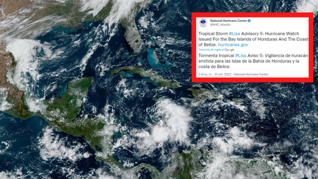 Lisa puede ser huracán el miércoles frente al Caribe de Honduras y Belice