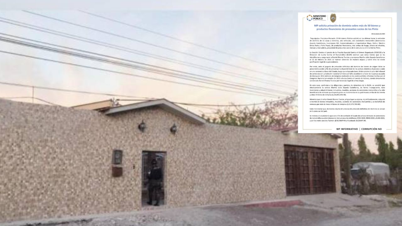 MP solicita privación de dominio sobre más de 50 bienes de 'los Pinto'