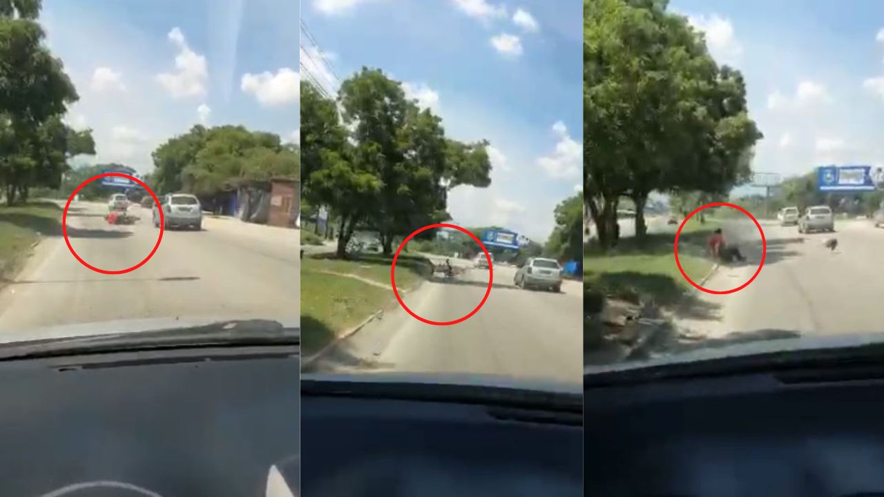 Video: Motociclista se salva de morir luego de intentar golpear un carro en movimiento en La Lima