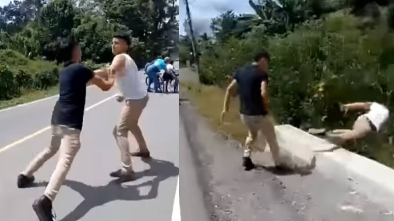 Imágenes sensibles: Joven lanza a otro desde puente en medio de una pelea de estudiantes
