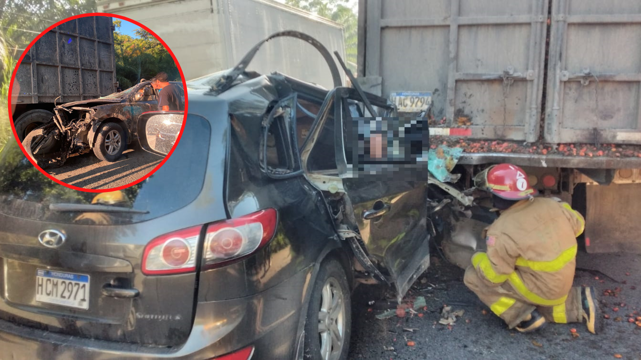 Cinco muertos deja aparatoso accidente en Atlántida: vehículo impactó con una rastra en Atlántida