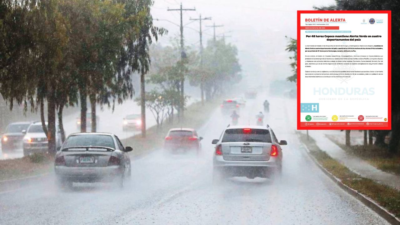 Copeco extiende a 48 horas más la alerta verde en cuatro departamentos del país