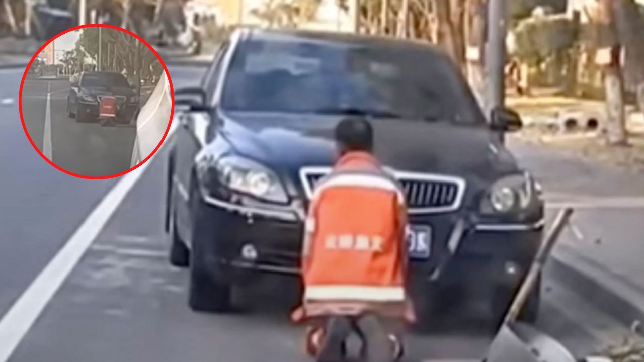 Por ensuciar carro de lujo anciano fue obligado a arrodillarse en una calle