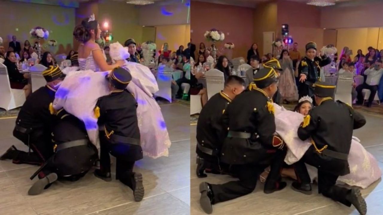 Viral: Chambelanes no soportan el peso de la quinceañera y la dejan caer