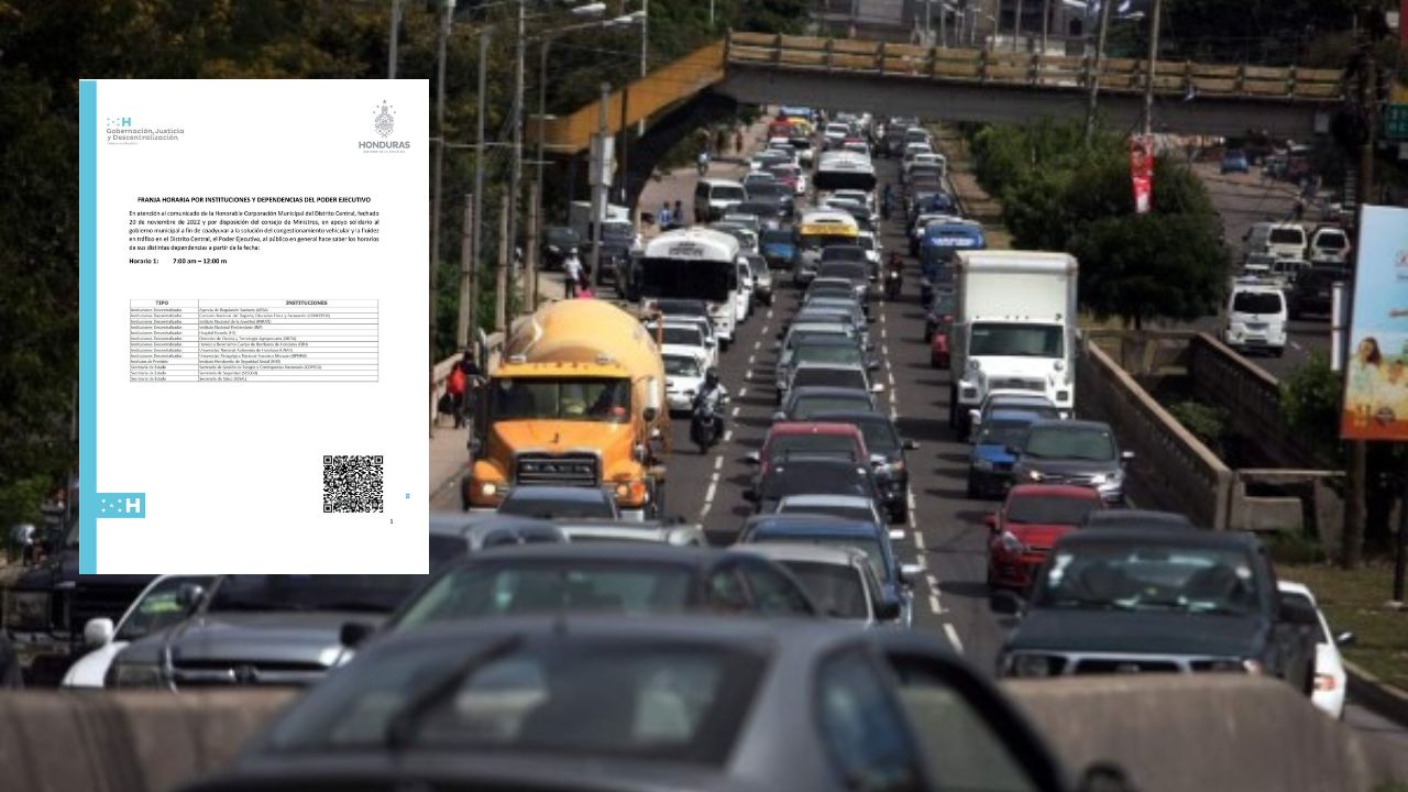 En estos horarios atenderán secretarías del Estado para aliviar el tráfico Tegucigalpa