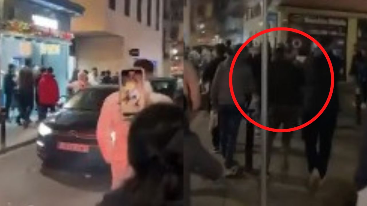 Le roban celular cuando sale a celebrar triunfo de Marruecos (vídeo)