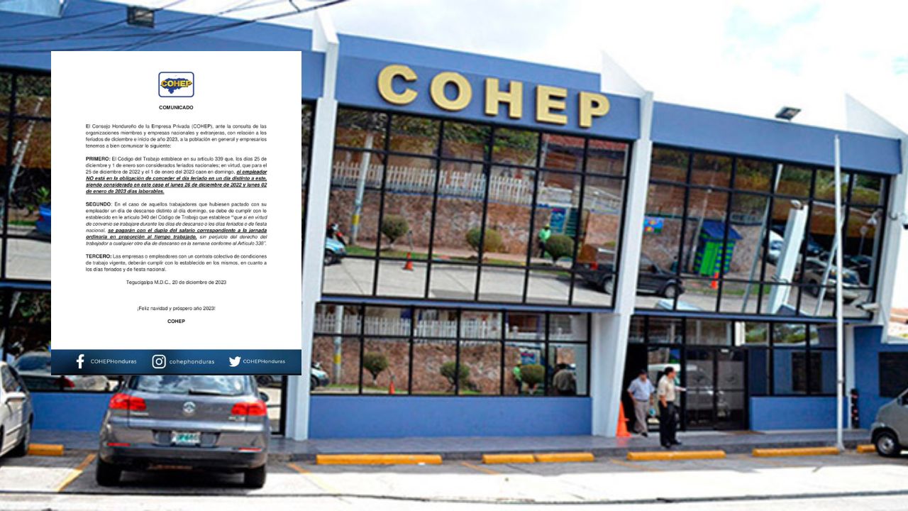 Cohep explica cómo se aplicarán feriados de Navidad y Año Nuevo para el sector privado