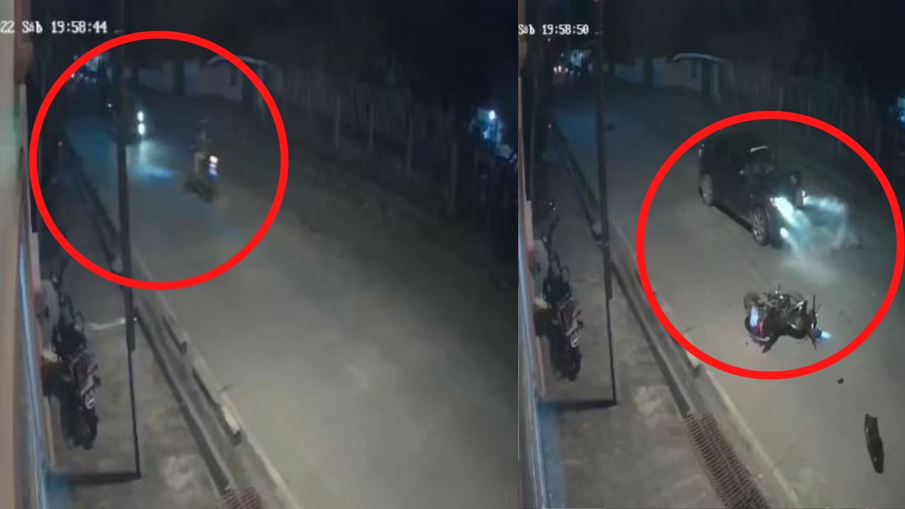 ¡Impactante! Motociclista hondureño sale volando tras colisionar de frente contra camioneta