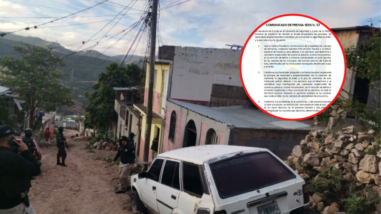 ¿Cuánto durará el estado de excepción en barrios y colonias de Tegucigalpa y SPS?