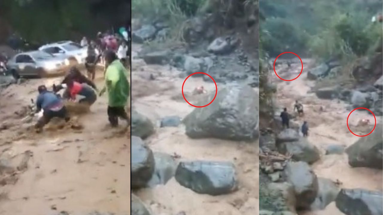 ¡Vivos de milagro! Dos hombre se salvan de morir al ser arrastrados por una corriente en Colombia (vídeo)