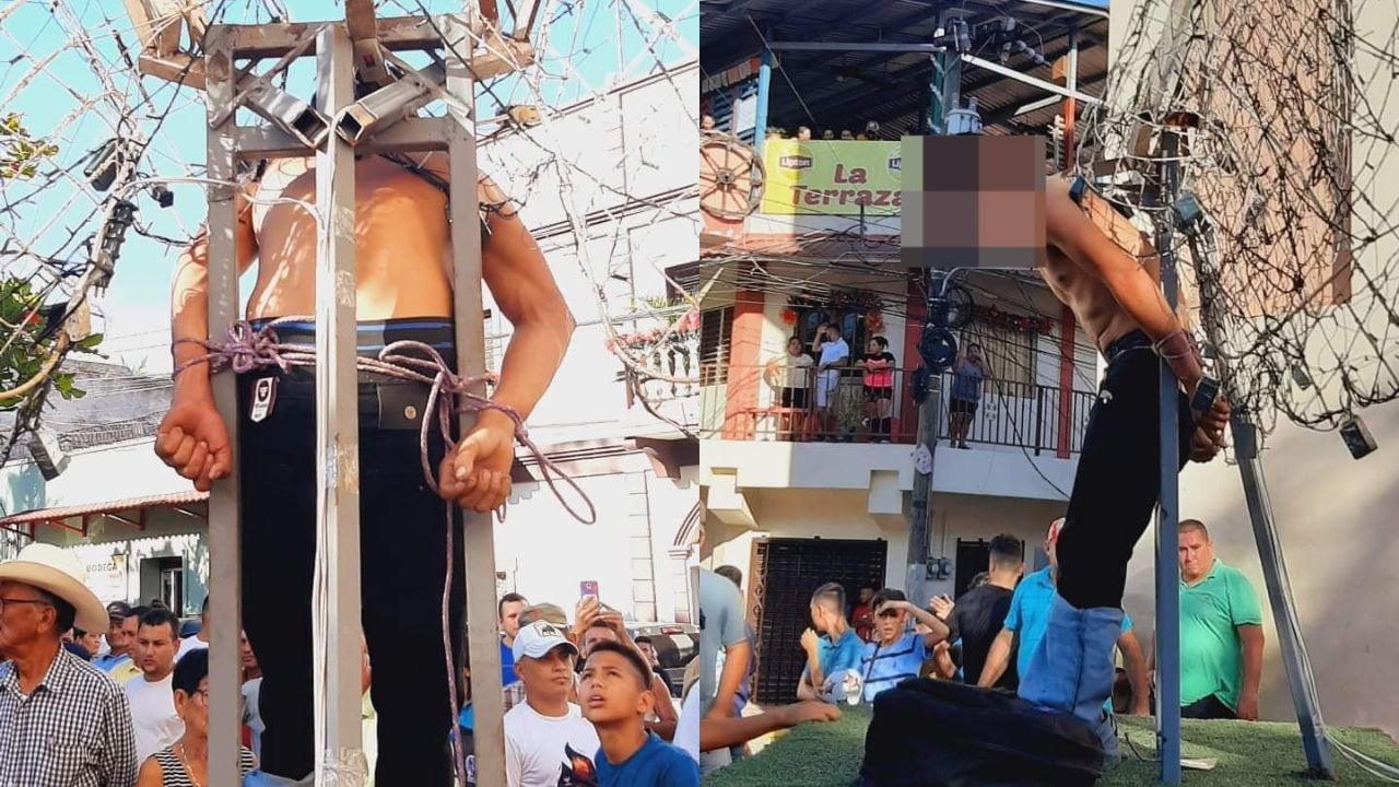 ¡Por su propia mano! Pobladores capturan y amarran a presunto ladrón en Santa Bárbara (vídeo)