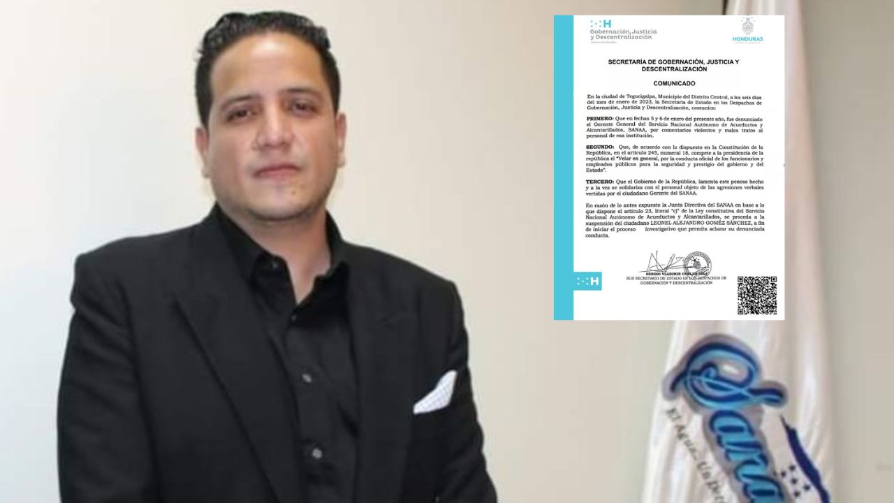 Suspenden de su cargo al gerente del SANAA, Leonel A. Gómez, por violencia laboral