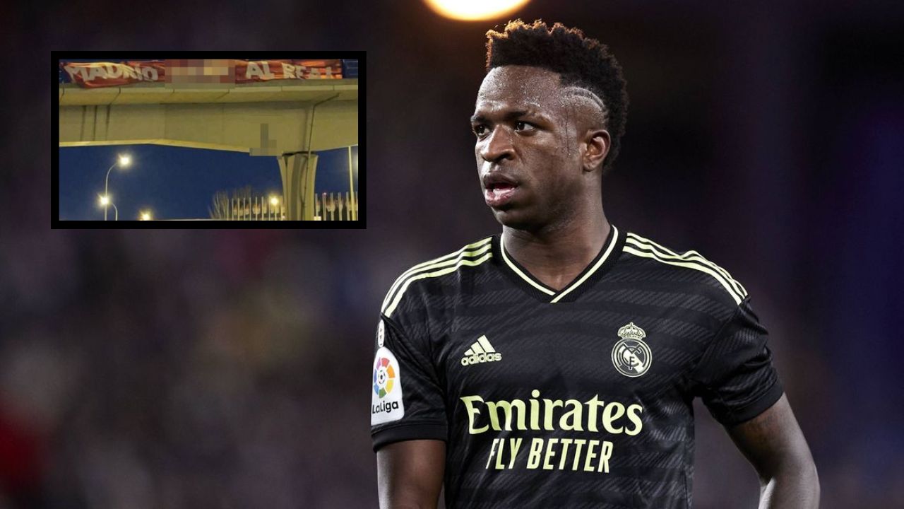 Imagen de Continúa la búsqueda de los autores pancarta y muñeco Vinicius antes del derbi ante el 'Atleti'