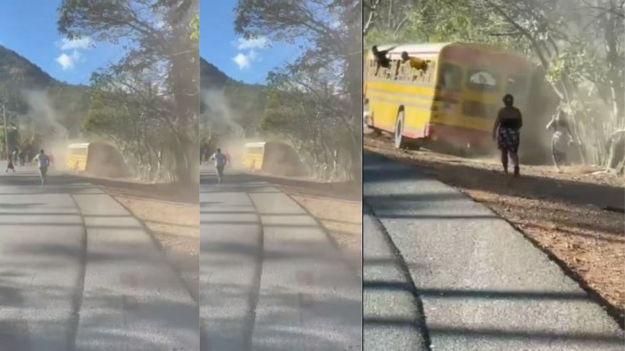 Imagen de Vídeo: inmigrantes se lanzan por las ventanas de bus accidentado en Danlí