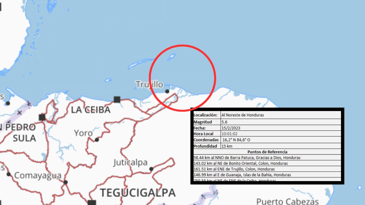 Sismo de 5.6 grados sacude el municipio de Trujillo, Colón