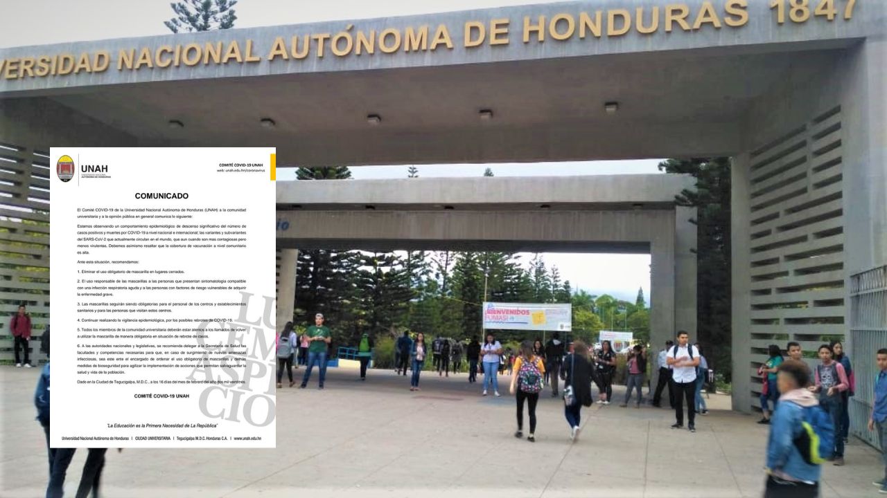 UNAH recomienda eliminar uso obligatorio de mascarilla