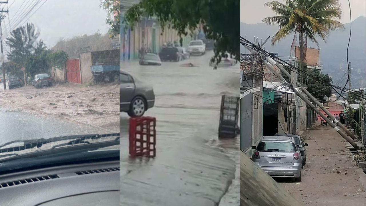 Fotos y vídeos: Fuertes lluvias dejan calles inundadas y postes caídos en Tegucigalpa