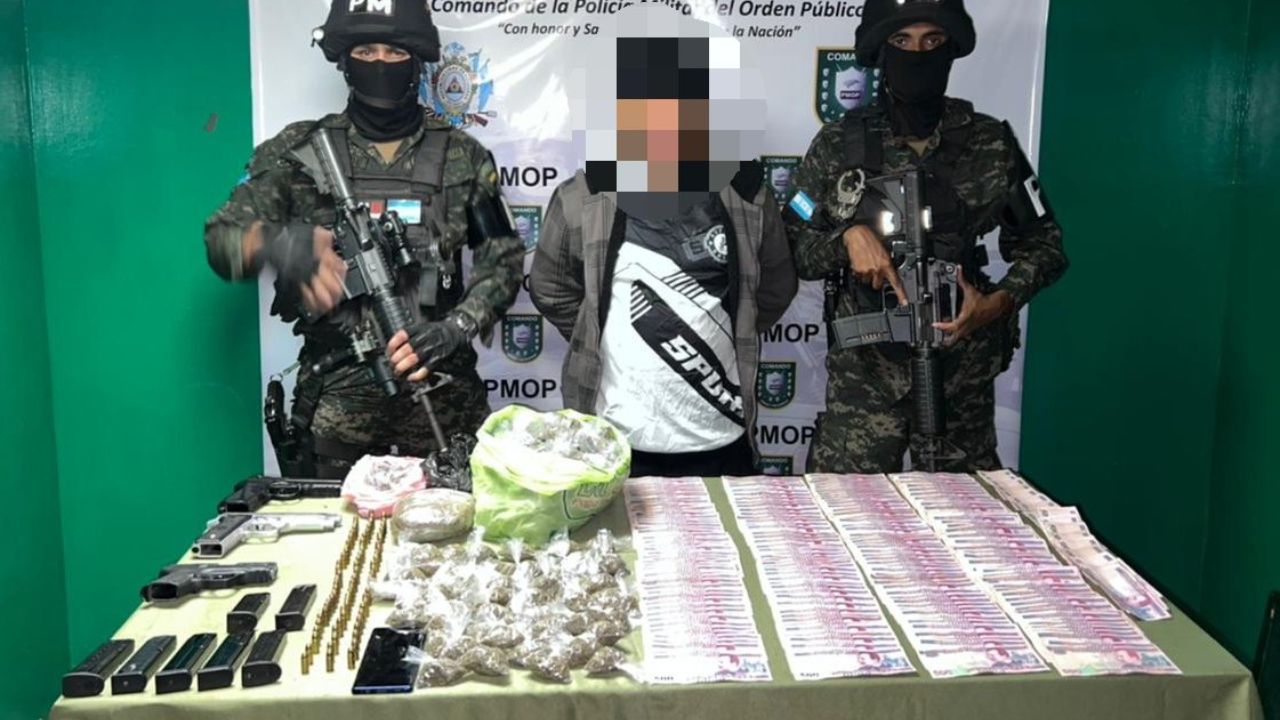 Cae supuesto líder de la 18 con más de L100 mil, una camioneta y tres armas