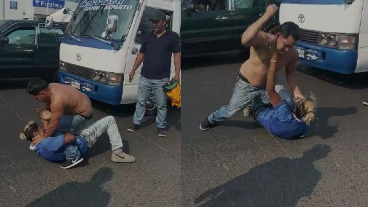 Conductores de buses se van a los golpes frente a mercado Zonal Belén