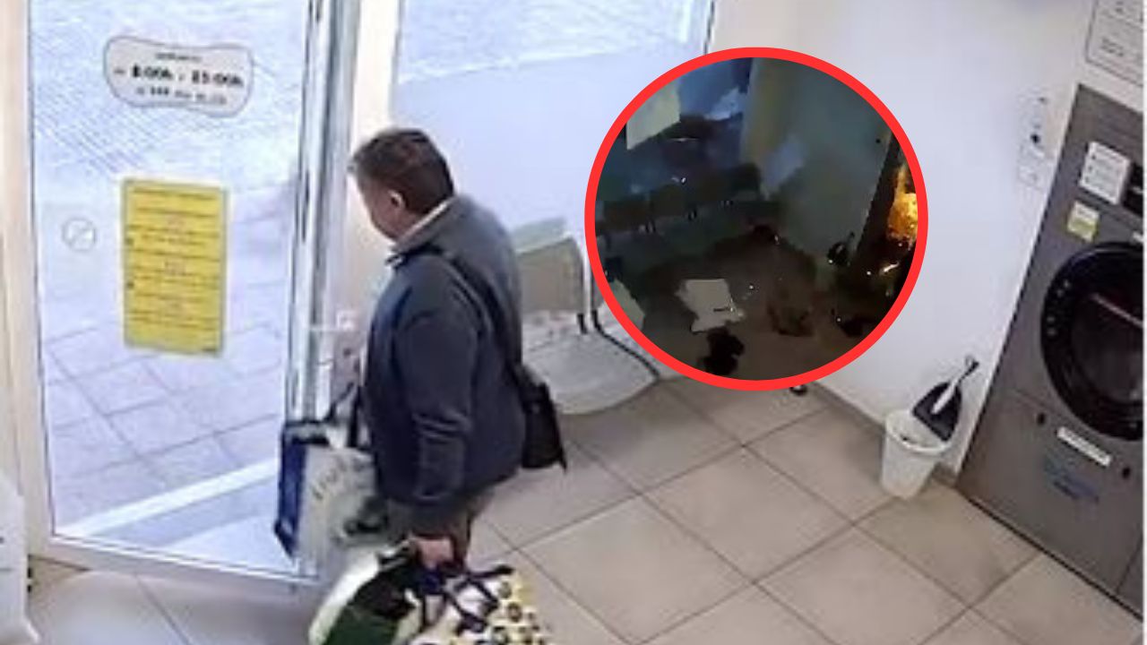 Impactante vídeo: En segundos hombre se salva de morir calcinado en explosión de lavandería