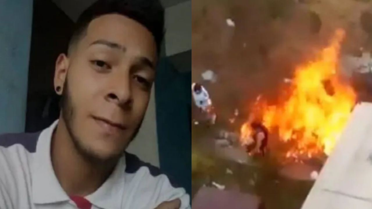 No resistió, muere joven que fue prendido en fuego por robar una batería de carro en Venezula