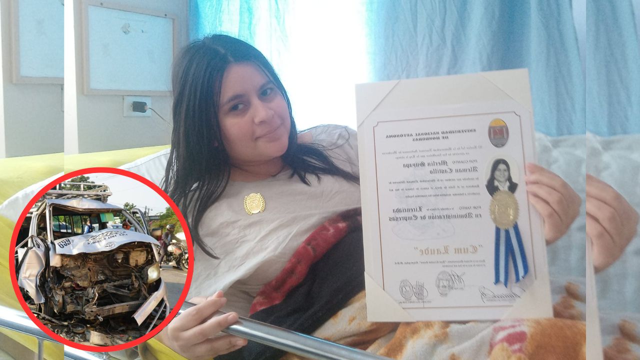 Hondureña recibe título universitario en cama del hospital tras accidente de tránsito en SPS