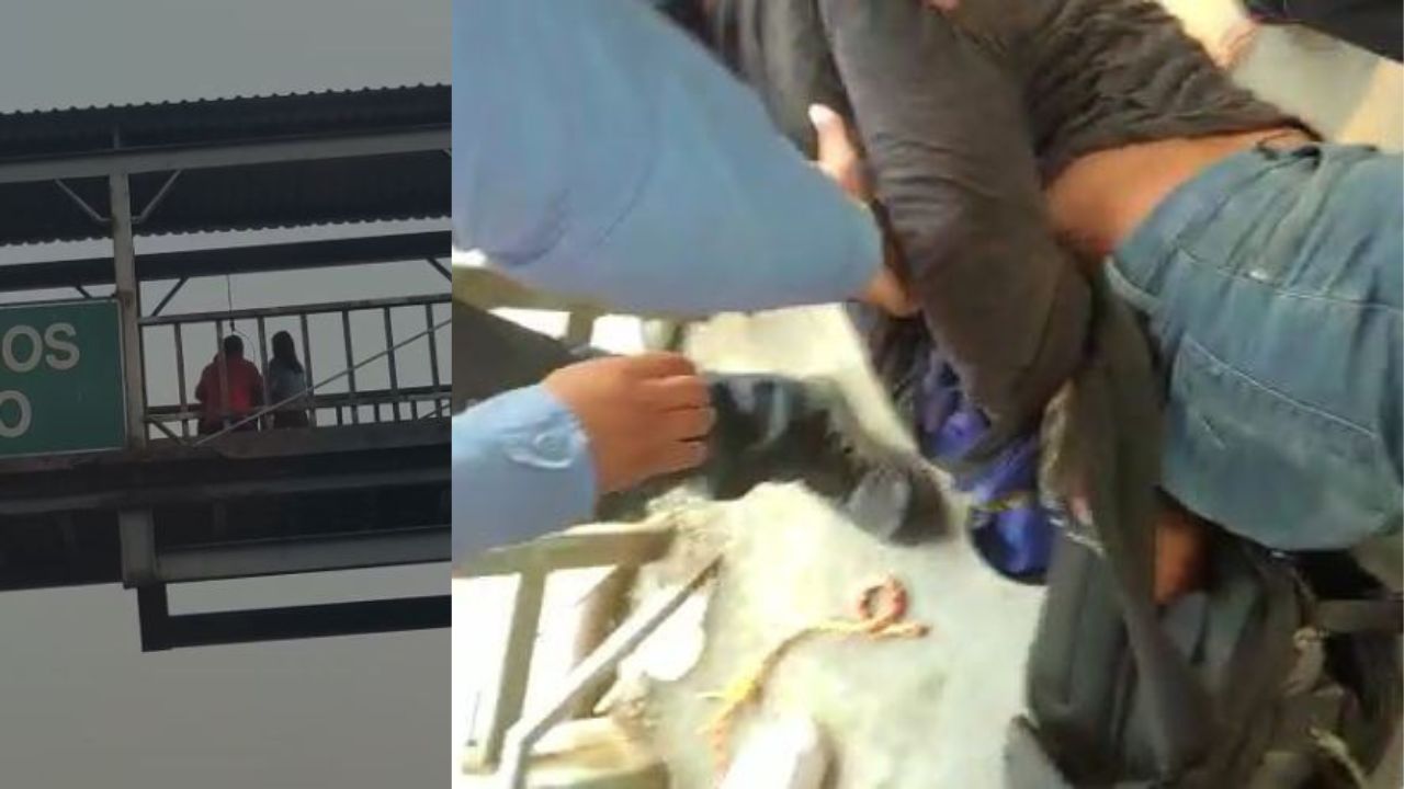 Vídeo: Hondureño ya tenía la soga en su cuello para colgarse de un puente y fue rescatado
