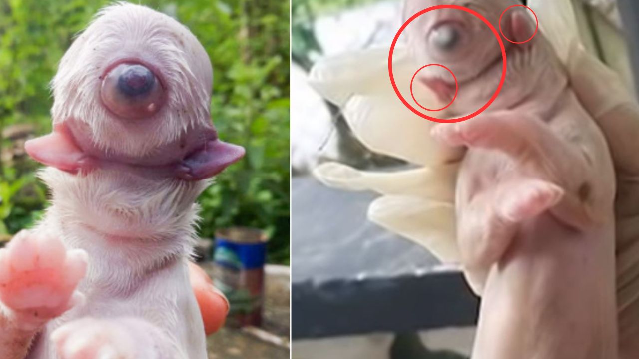 ¿Real? Cíclope, el perro con dos lenguas, un solo ojo y sin nariz