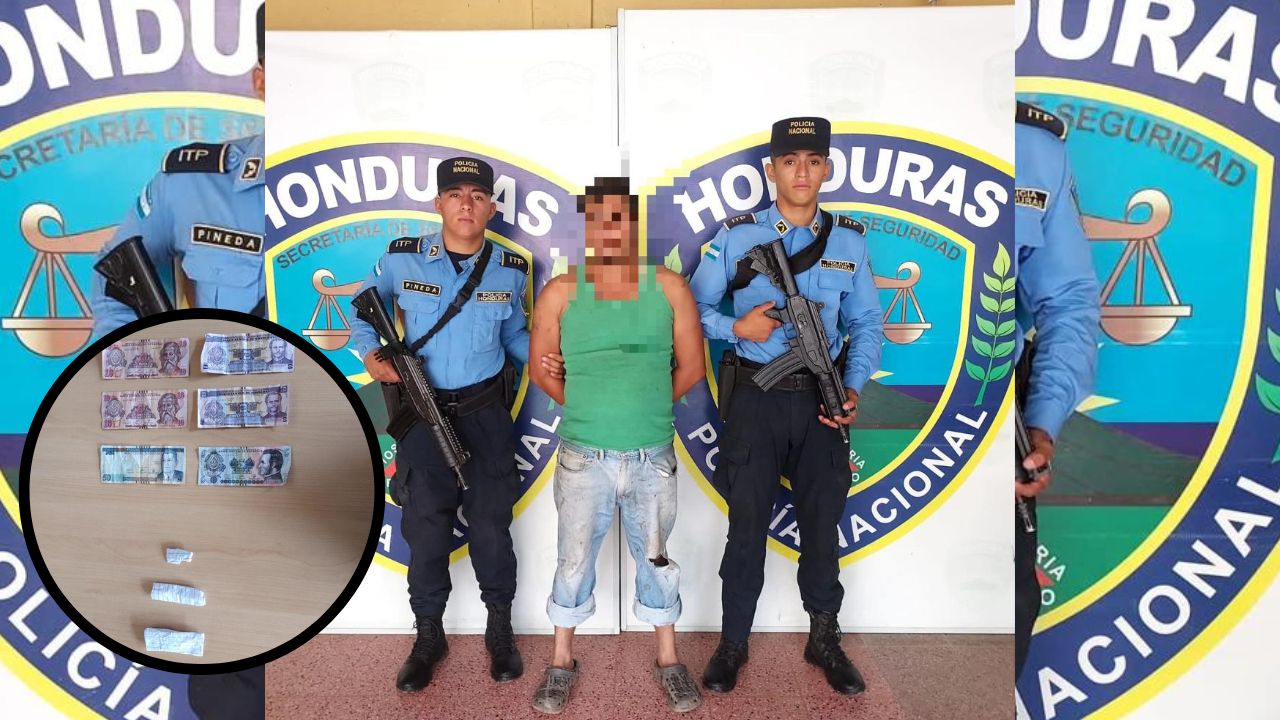 Detienen a supuesto traficante hondureño con 79 lempiras y tres bolsas de supuesta marihuana