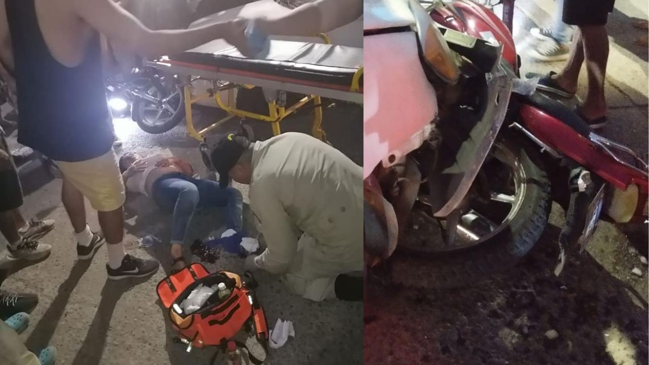 Mujer motociclista impactó contra auto y se fracturó los dedos de los pies