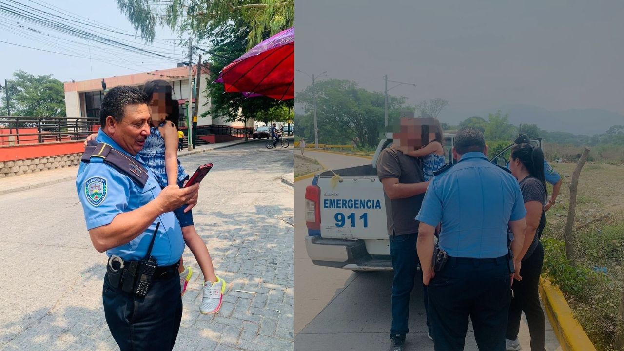 'Es un ejemplo para sus compañeros': policía rescató a una niña que estaba extraviada llorando en Comayagua