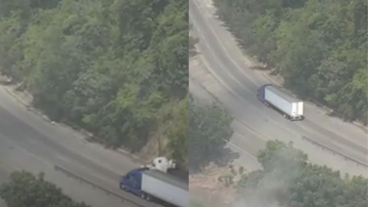 VIDEO: Rastra pierde el control y queda volcada en carretera a Choloma
