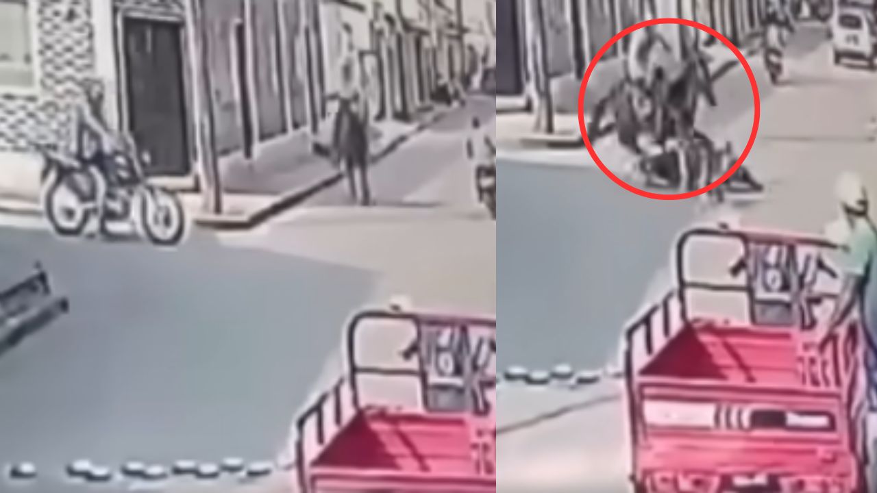 VÍDEO: Jinete y motociclista sufren un accidente vial en Campamento, Olancho