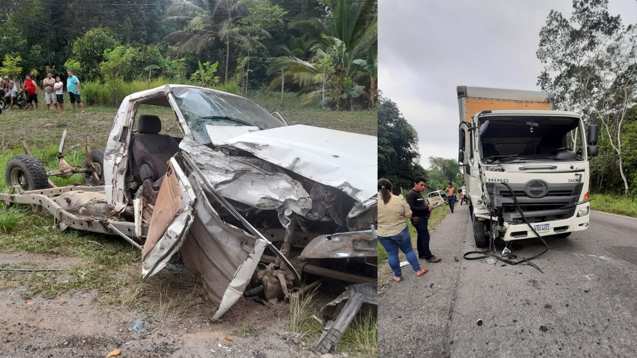 Vehículo se parte en dos tras impactar con un camión en Jutiapa; deja un muerto y varios heridos