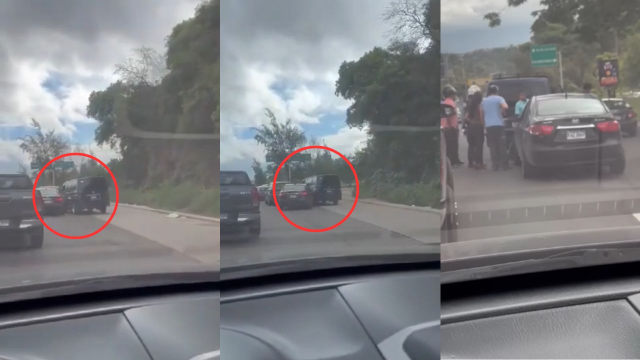 Imagen de ¿Los carros chocones? Captan encontronazos entre conductores por pelear vía en Tegucigalpa