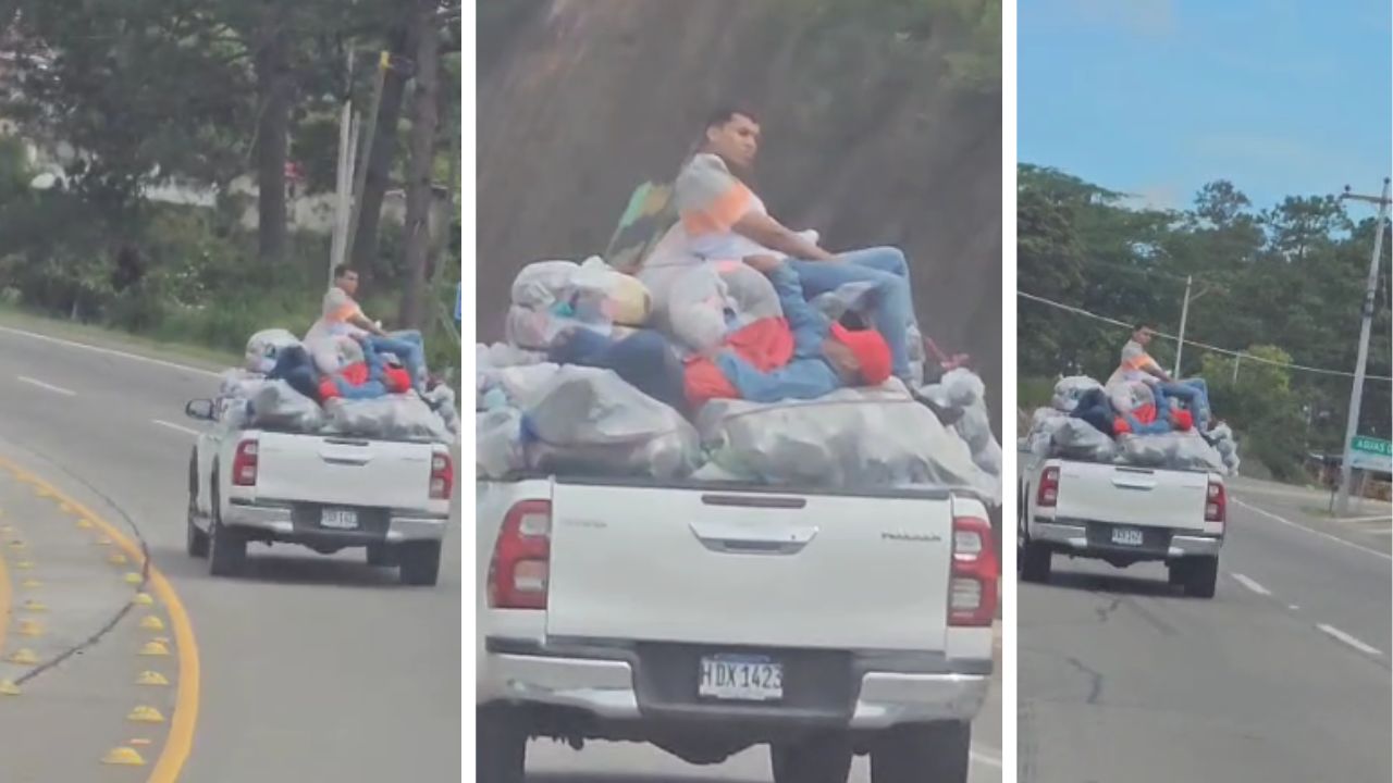 Captan a dos hombres acostados entre las bolsas que llevaba un pick-up en la CA-5