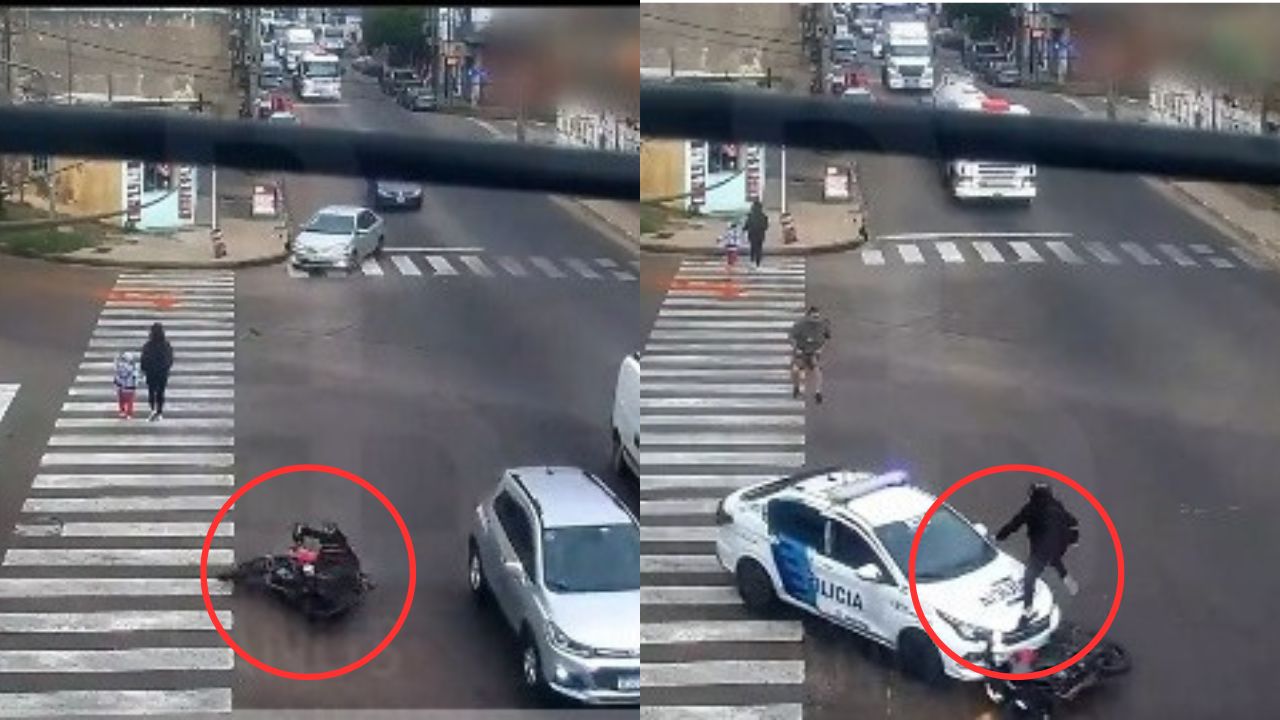 VÍDEO: Motociclista es embestido por patrulla policial tras persecución