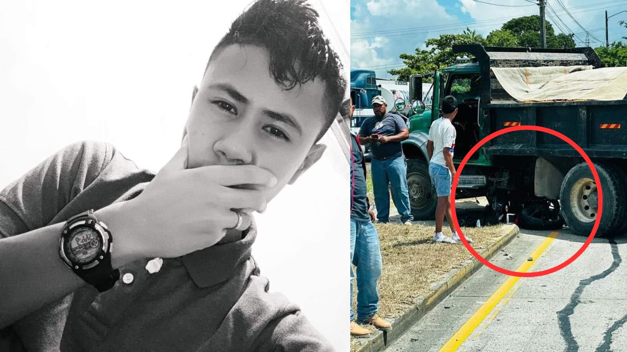 Motociclista hondureño muere al impactar contra volqueta; quedó debajo de las llantas