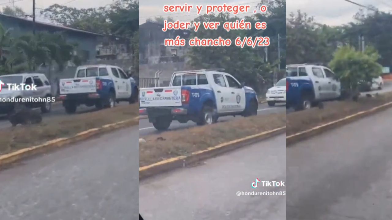 Imagen de 'Ellos dicen que son la ley y hacen lo que quieren', graban a patrulla de la Policía en contra vía