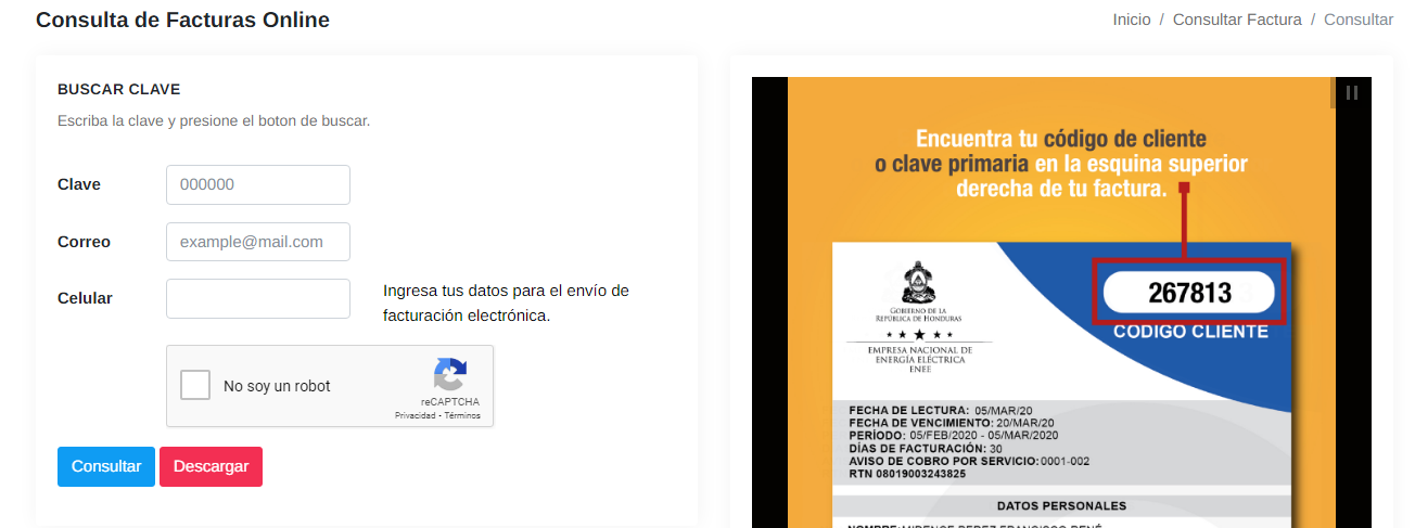 También puedes consultar en línea la factura de la energía eléctrica. Foto: HRN