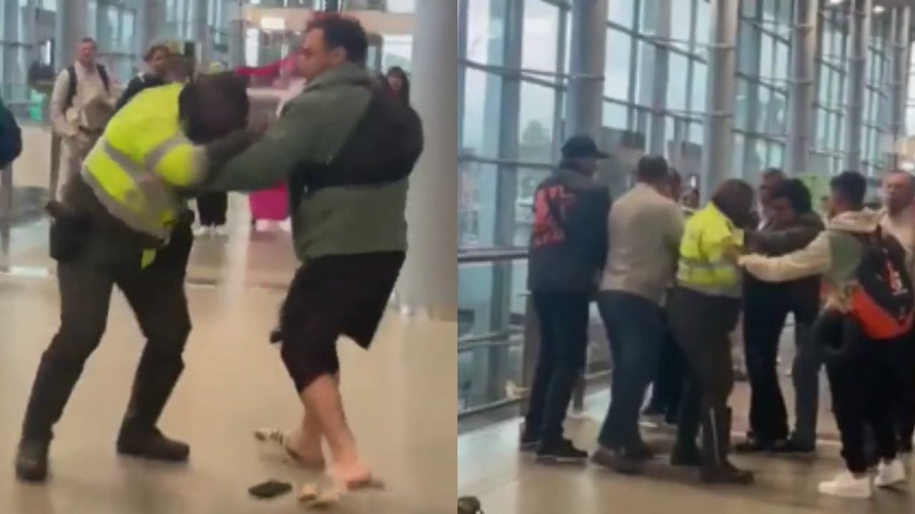 VÍDEO: Viajero canadiense agrede a policía en aeropuerto de Colombia