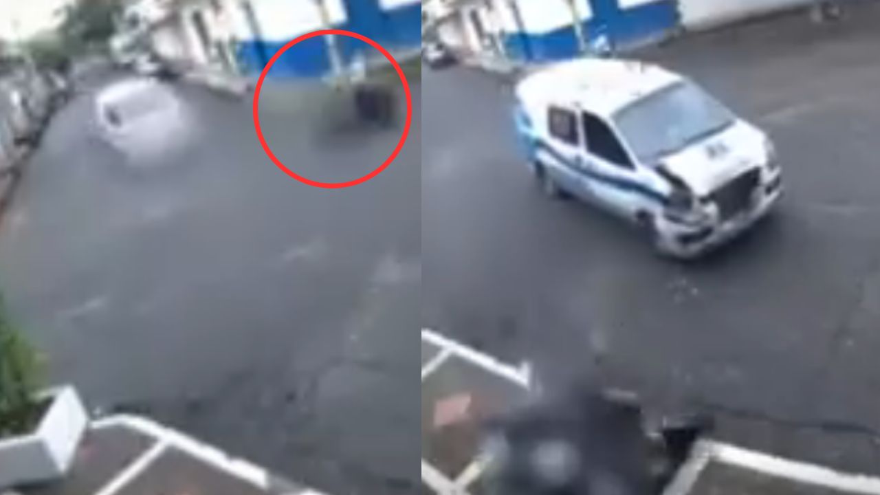 VÍDEO: Ambulancia impacta contra motociclista que sale 'volando'