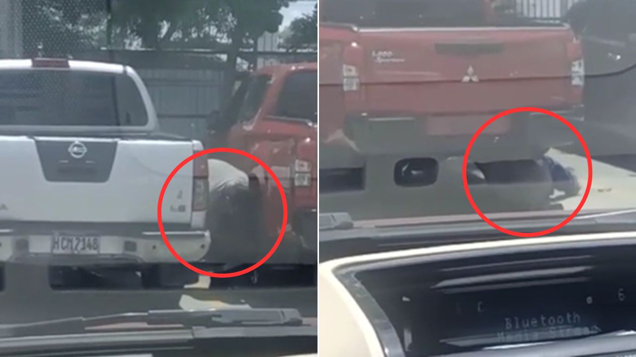 VIDEO: Captan a presunto ladrón de partes de vehículos operando en un parqueo de San Pedro Sula
